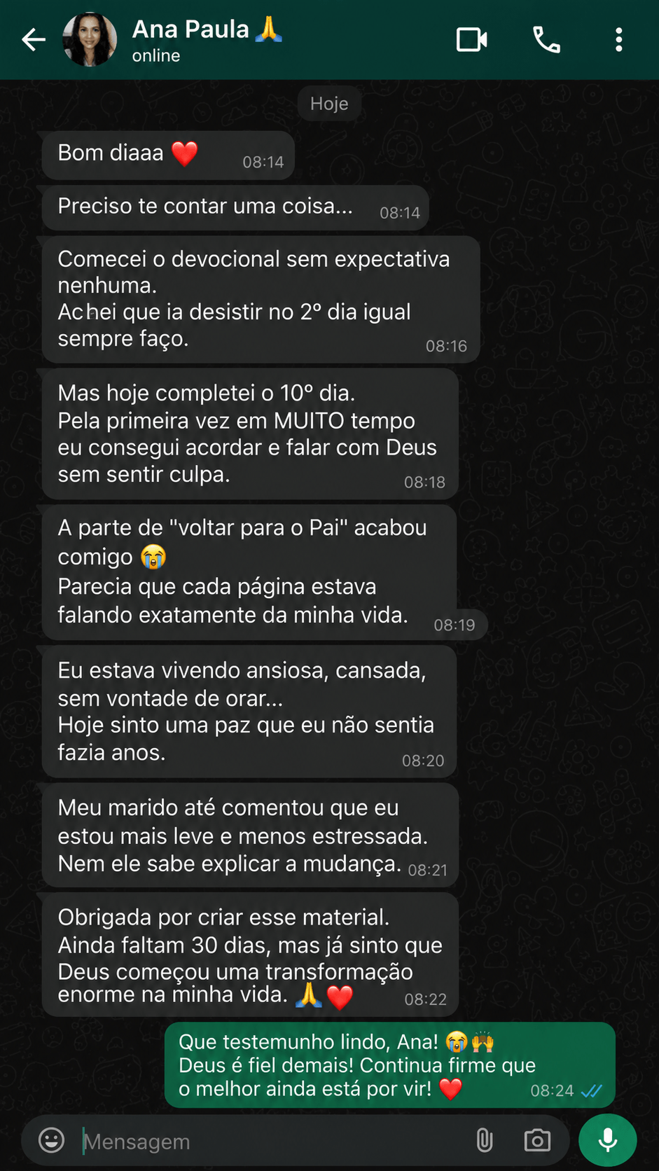 Depoimento de aluno
