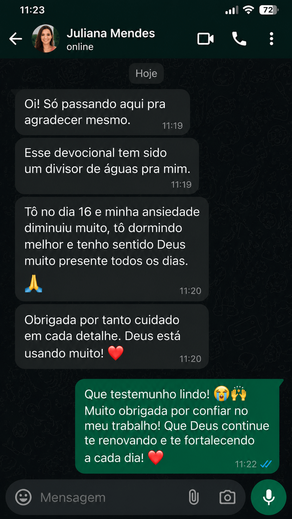 Depoimento de aluno